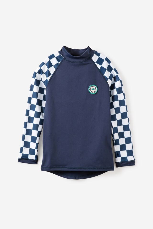 Boys Flynn Rash Vest + Bailey Board Short & Zip Thur Hooded Towel Set, 